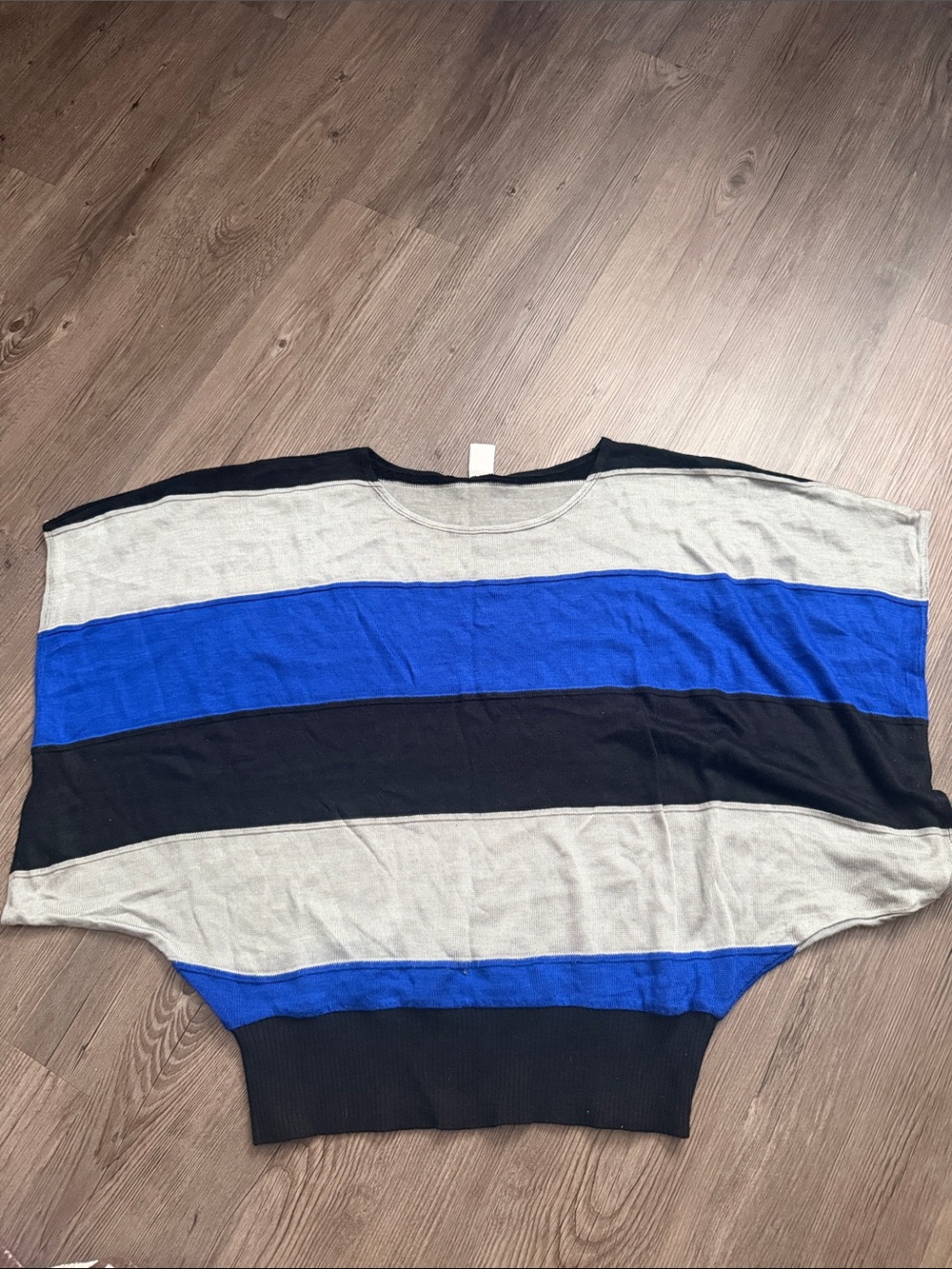 Windsor Striped Knit Tee in Gray, Blue & Black